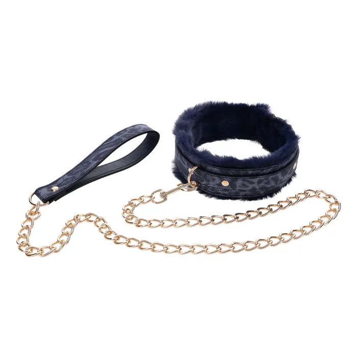 ShhhWndsr Sex Mischief Cougar Furry Collar with Leash Navy Gold Female Sex Toys ShhhWndsr Sex Mischief Cougar Furry Collar with Leash Navy Gold Female Sex Toys