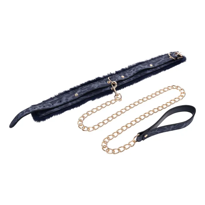 ShhhWndsr Sex Mischief Cougar Furry Collar with Leash Navy Gold Female Sex Toys ShhhWndsr Sex Mischief Cougar Furry Collar with Leash Navy Gold Female Sex Toys