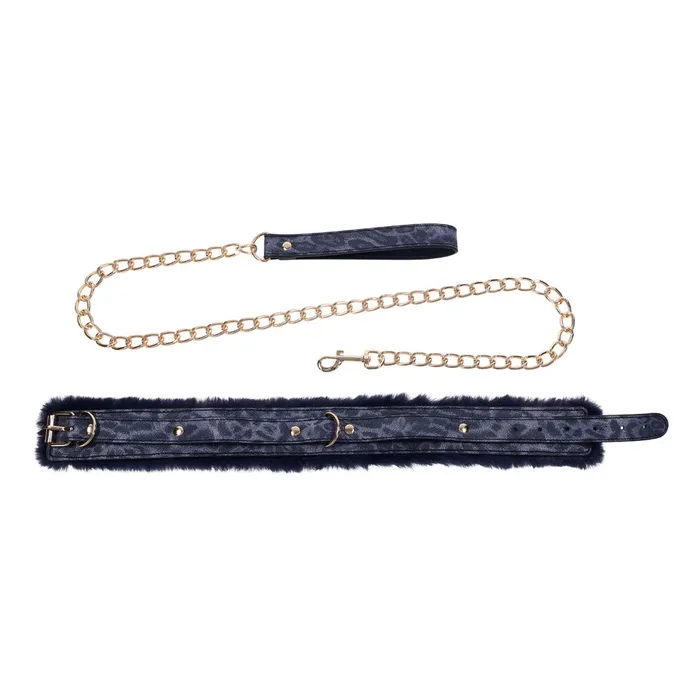 ShhhWndsr Sex Mischief Cougar Furry Collar with Leash Navy Gold Female Sex Toys ShhhWndsr Sex Mischief Cougar Furry Collar with Leash Navy Gold Female Sex Toys