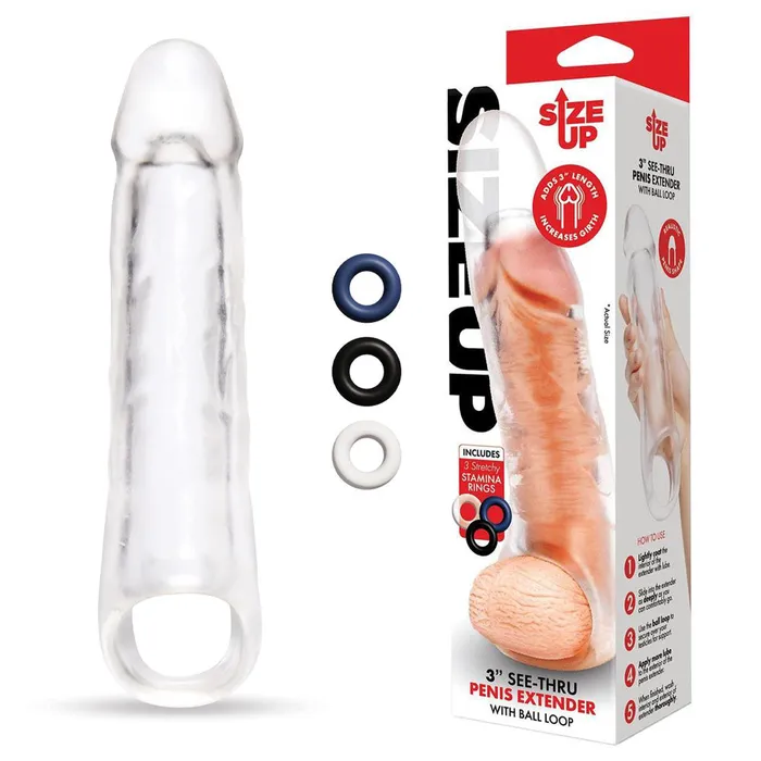 ShhhWndsr Size Up 3 Inch SeeThru Penis Extender with Ball Loop Male Sex Toys ShhhWndsr Size Up 3 Inch SeeThru Penis Extender with Ball Loop Male Sex Toys