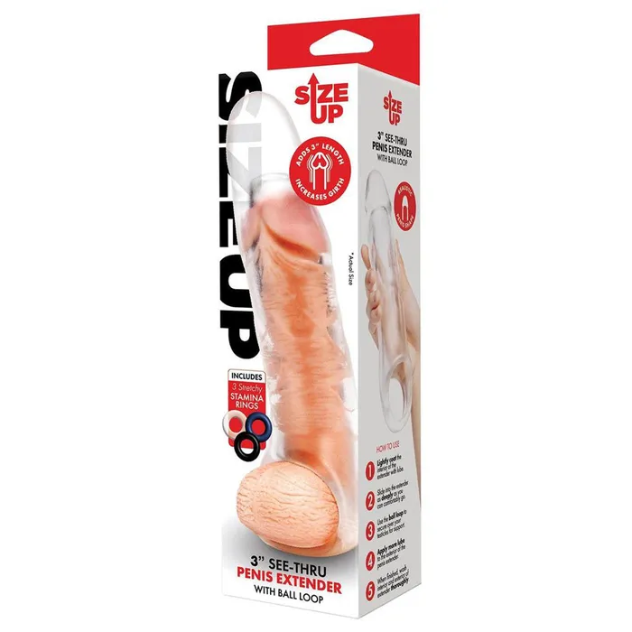 ShhhWndsr Size Up 3 Inch SeeThru Penis Extender with Ball Loop Male Sex Toys ShhhWndsr Size Up 3 Inch SeeThru Penis Extender with Ball Loop Male Sex Toys