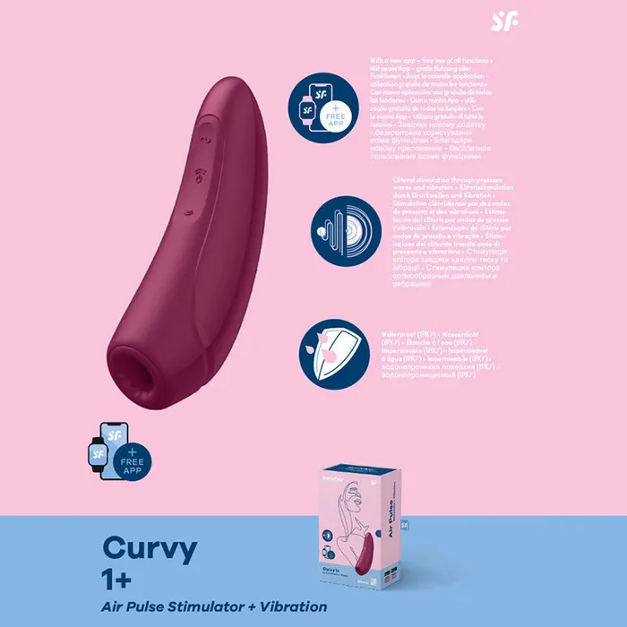 ShhhWndsr Vibrators Satisfyer Curvy 1 App Contolled TouchFree USBRechargeable Clitoral Stimulator with Vibration ShhhWndsr Vibrators Satisfyer Curvy 1 App Contolled TouchFree USBRechargeable Clitoral Stimulator with Vibration
