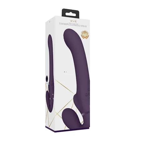 Shots America LLC VIVE AI Rechargeable Dual Vibrating Air Wave Tickler Silicone Strapless Strapon Purple Vibrators Shots America LLC VIVE AI Rechargeable Dual Vibrating Air Wave Tickler Silicone Strapless Strapon Purple Vibrators