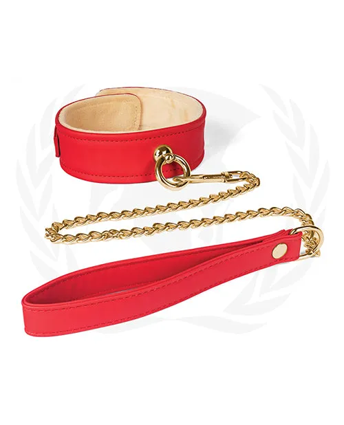Spartacus Plush Lined PU Collar Chained Leash Red Fairvillacom Vibrators