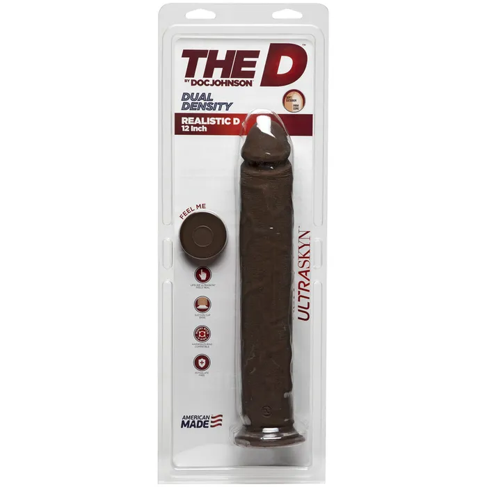 The D Realistic D 12 inches Dildo BrownChocolate DOC JOHNSON Dildos