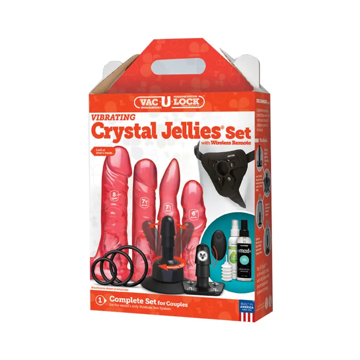 VacULock Vibrating Crystal Jellies Set with Remote Pink Fairvillacom Female Sex Toys