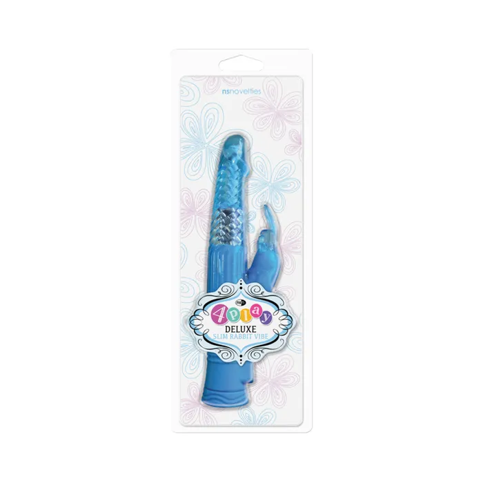 Vibrators 4Play Deluxe Slim Rabbit Vibe Blue Fairvillacom