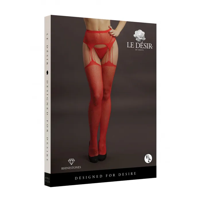 Vibrators Fairvillacom Le Desir Suspender Rhinestone Pantyhose Red