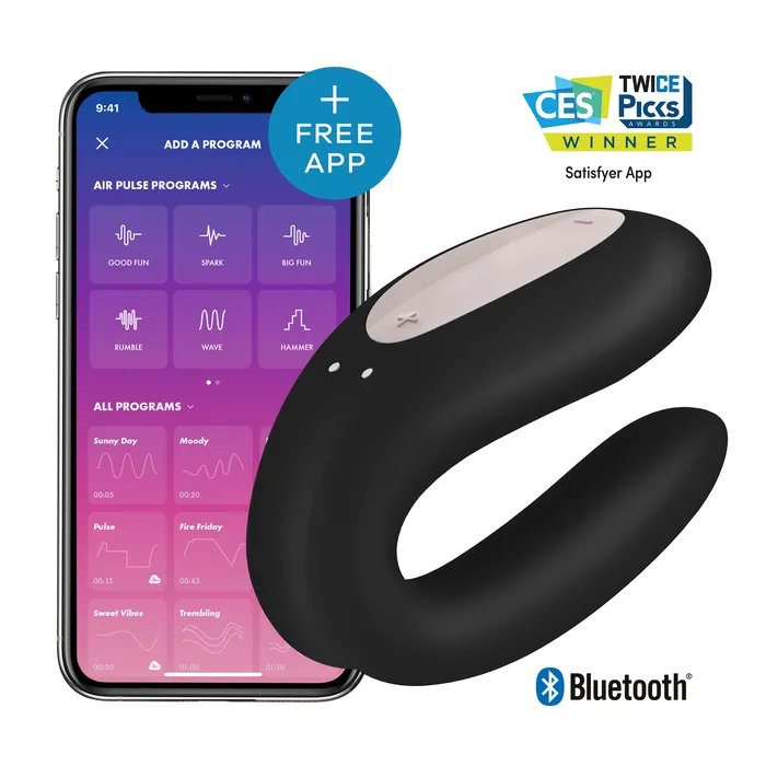 Vibrators Fairvillacom SATISFYER DOUBLE JOY BLACK W APP