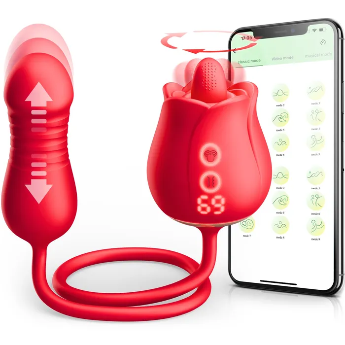 Vibrators KERERO KERERO Rose Sex Toy with 9 Rotation Vibration Patterns