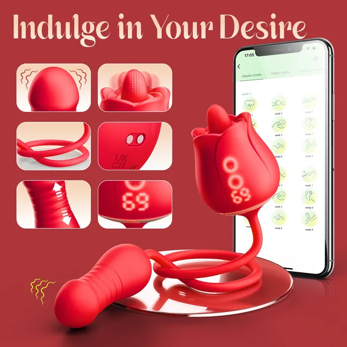 Vibrators KERERO KERERO Rose Sex Toy with 9 Rotation Vibration Patterns Vibrators KERERO KERERO Rose Sex Toy with 9 Rotation Vibration Patterns