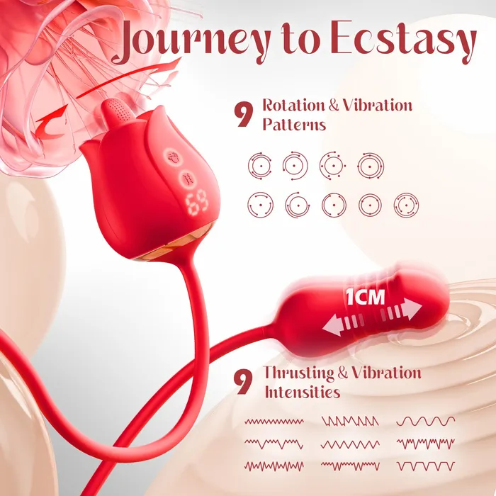 Vibrators KERERO KERERO Rose Sex Toy with 9 Rotation Vibration Patterns Vibrators KERERO KERERO Rose Sex Toy with 9 Rotation Vibration Patterns