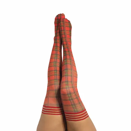 Vibrators Kixies Grace Plaid Thigh Highs Red D Fairvillacom