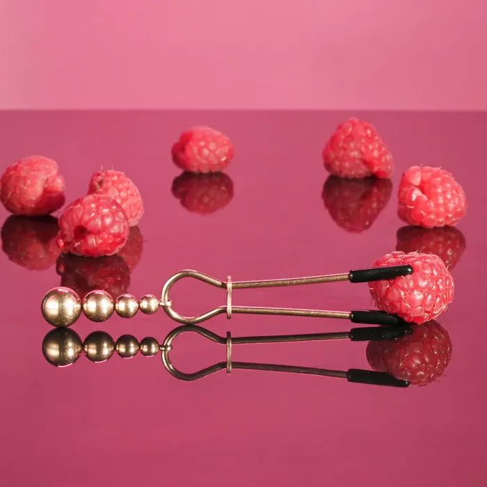 Vibrators Selopa Nipple Clamps with Hanging Beads Rose Gold ShhhWndsr