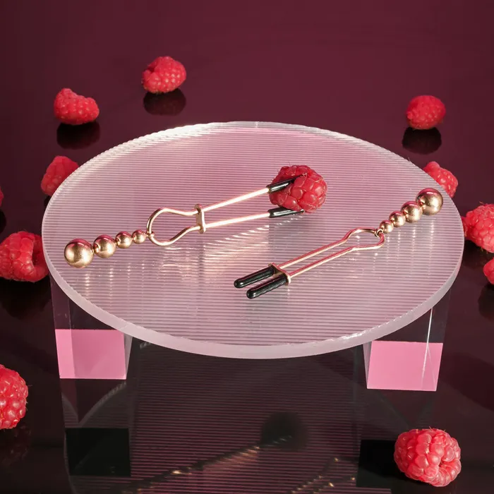 Vibrators Selopa Nipple Clamps with Hanging Beads Rose Gold ShhhWndsr