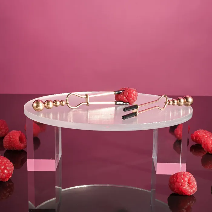 Vibrators Selopa Nipple Clamps with Hanging Beads Rose Gold ShhhWndsr