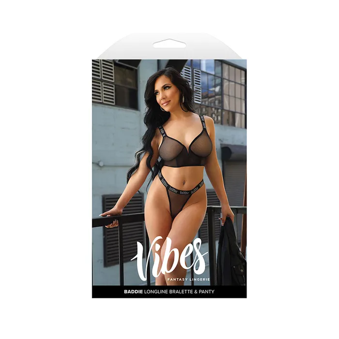 Vibrators ShhhWndsr VIBES BADDIE Longline Bralette Panty ML Black Vibrators ShhhWndsr VIBES BADDIE Longline Bralette Panty ML Black